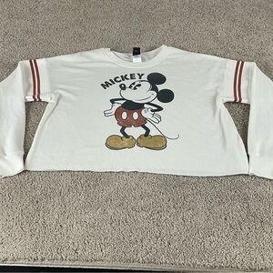 Walt Disney World Sweatshirt Women’s M Mickey Mouse Lightweight Cropped E198